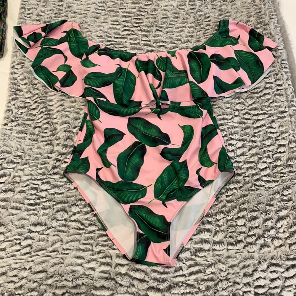 One piece Palm print bathing suit